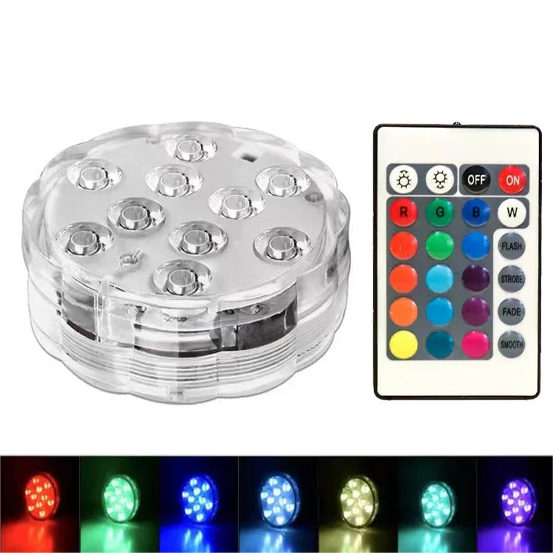 1-8 Pack Submersible LED Lights Waterproof Pool Light Underwater with 16 Colors, Remote Control for Aquarium,Vase, Bath,Hot Tub