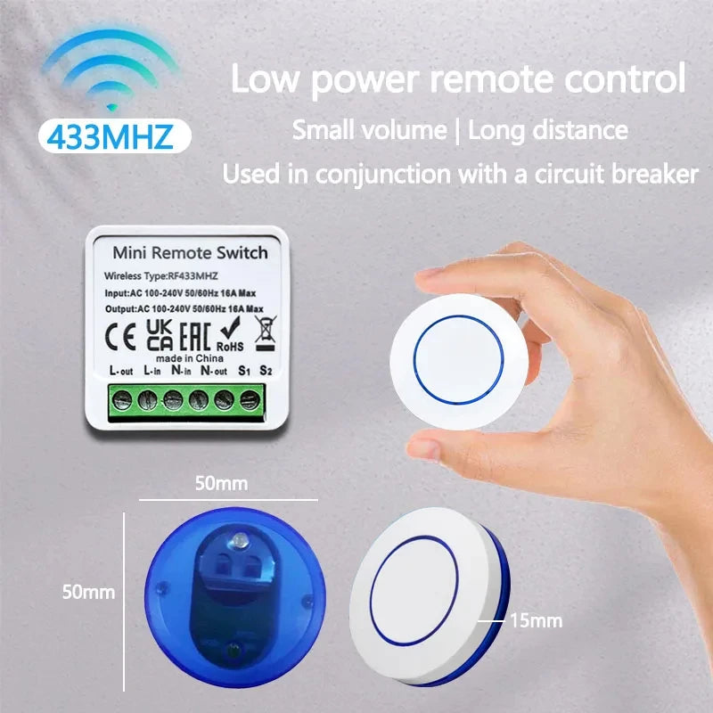 10A Relay Receiver Module Transmitter Light Switch Wireless Universal 433MHz Remote Control Switch for Smart Home LED Fan DIY