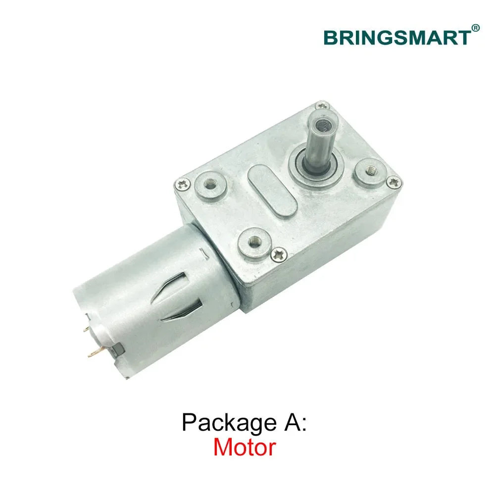 Bringsmart JGY-370 Worm Gear Motor 6v High Torque 12V DC Motor Low Speed 12 Volt Reducer Micro Self-lock Electric Motor