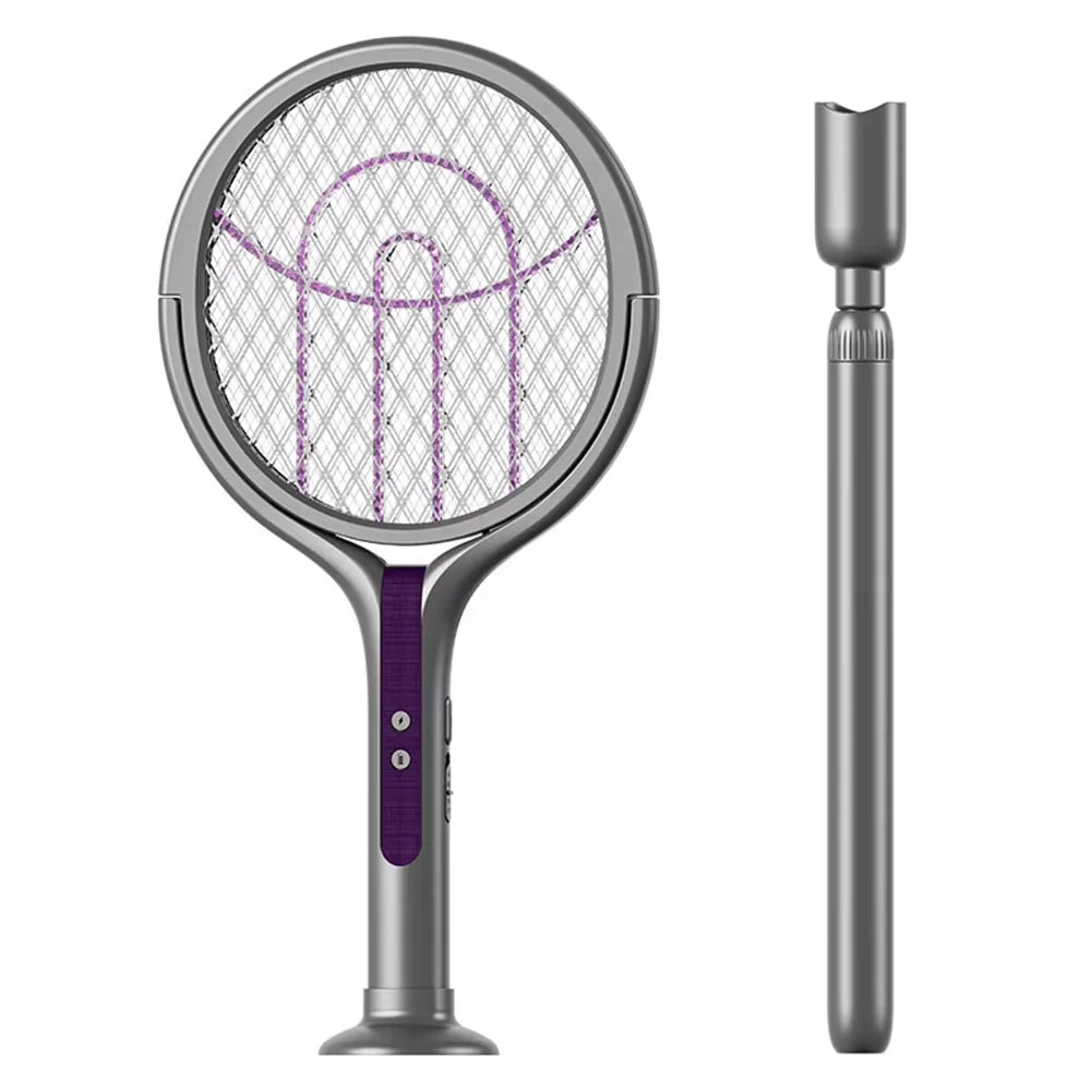 Rotating Head Bug Zapper Racket Rechargeable Electric Fly Swatter Fly Killer and Mosquito Trap Lamp for Indoor and Outdoor