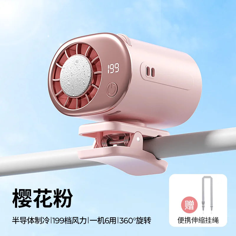 2026 New Clip Universal Ice Fan Usb High-speed Umbrella Hanging Waist Hanging Neck Cooling Fan