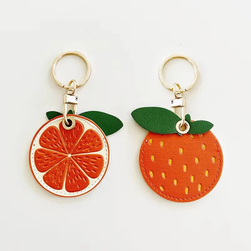 Leather Keychain Holder Case for Apple AirTag Cute Protective Air Tag Cover Keychain Ring Anti-Scratch Finder GPS Tracker Case