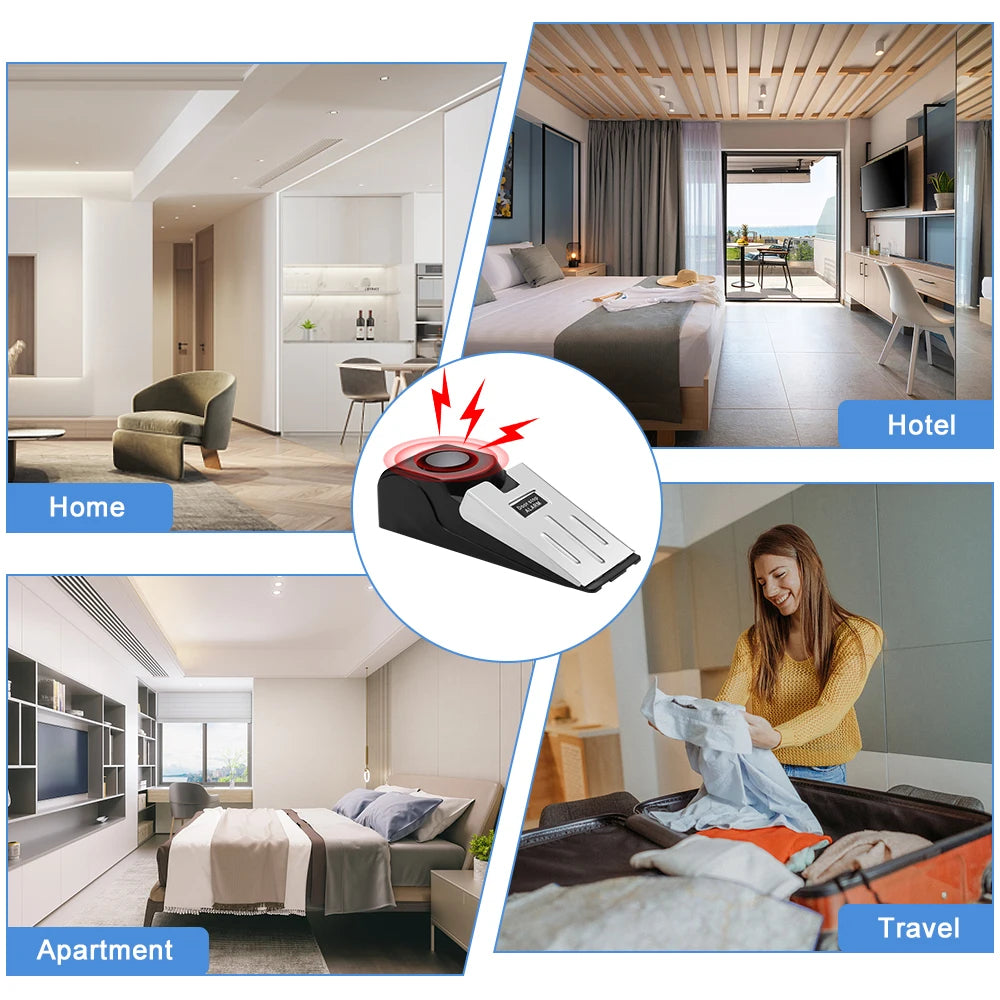 1/2Pcs 120DB Portable Wireless Door Stop Alarm Home Security System Siren Sound Burglar Intruder Alert for Travel