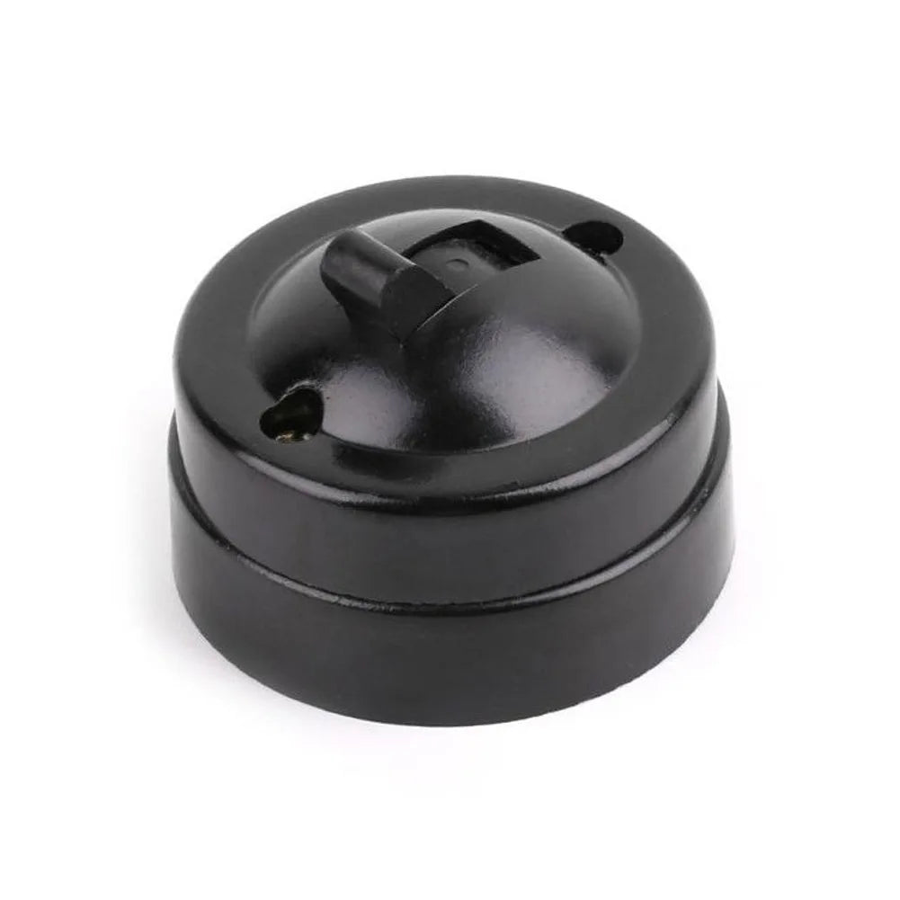 Single Control Switch Round Wall Mounted Easy Install Home Decoration Household Light Switch Retro Retro Style 220-250V Black