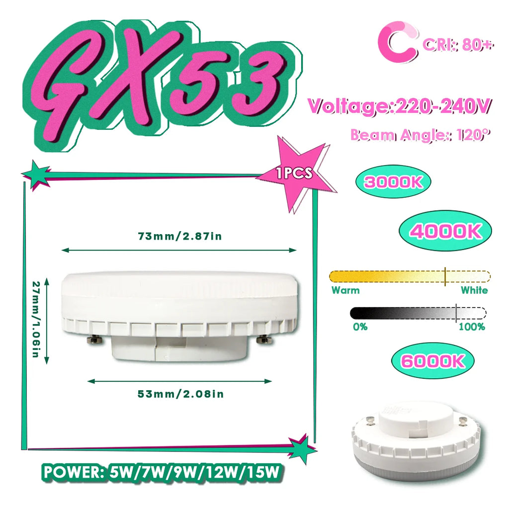 1-20pcs Hight Quality LED GX53 Bulb Spot Light 5W-15W 220V Reflector 50W Equivalent 3000K 4000K 6000K Retrofit The Fittings