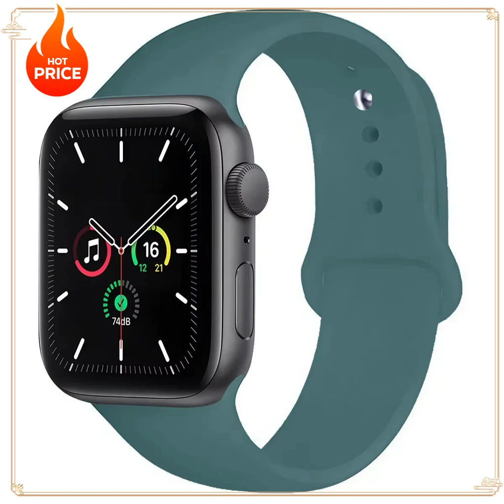 Original Silicone Strap for Apple Watch Band 38/40/41/42/44/45/46MM 49mm Bracelet for Iwatch Serie 10 9 7 4 5 6 8 SE Ultra 2 3