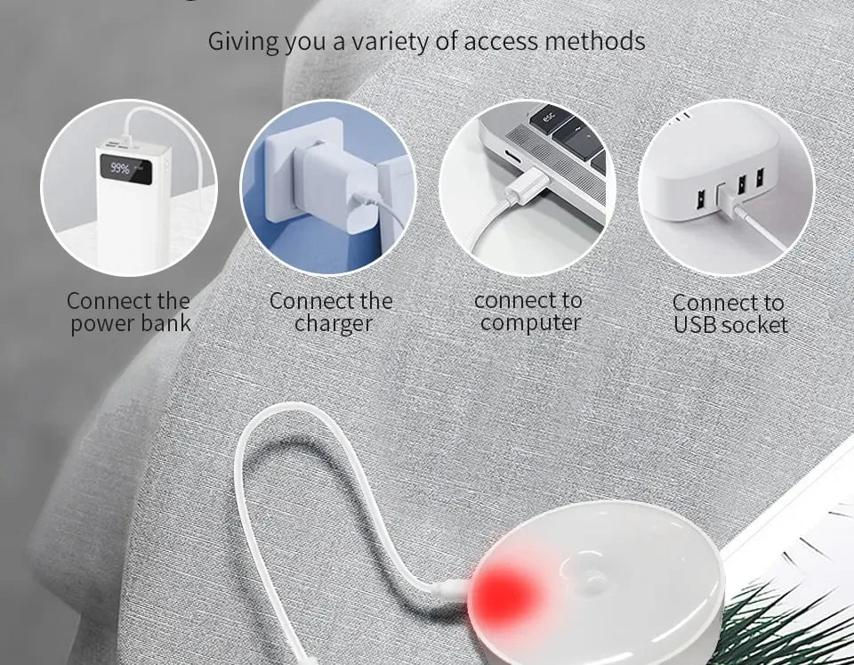 PIR Motion Sensor LED Night Light USB Rechargeable Bedroom Night Lamp Kitchen Cabinet Wardrobe Lamp Stairs Hallway Closet Lights