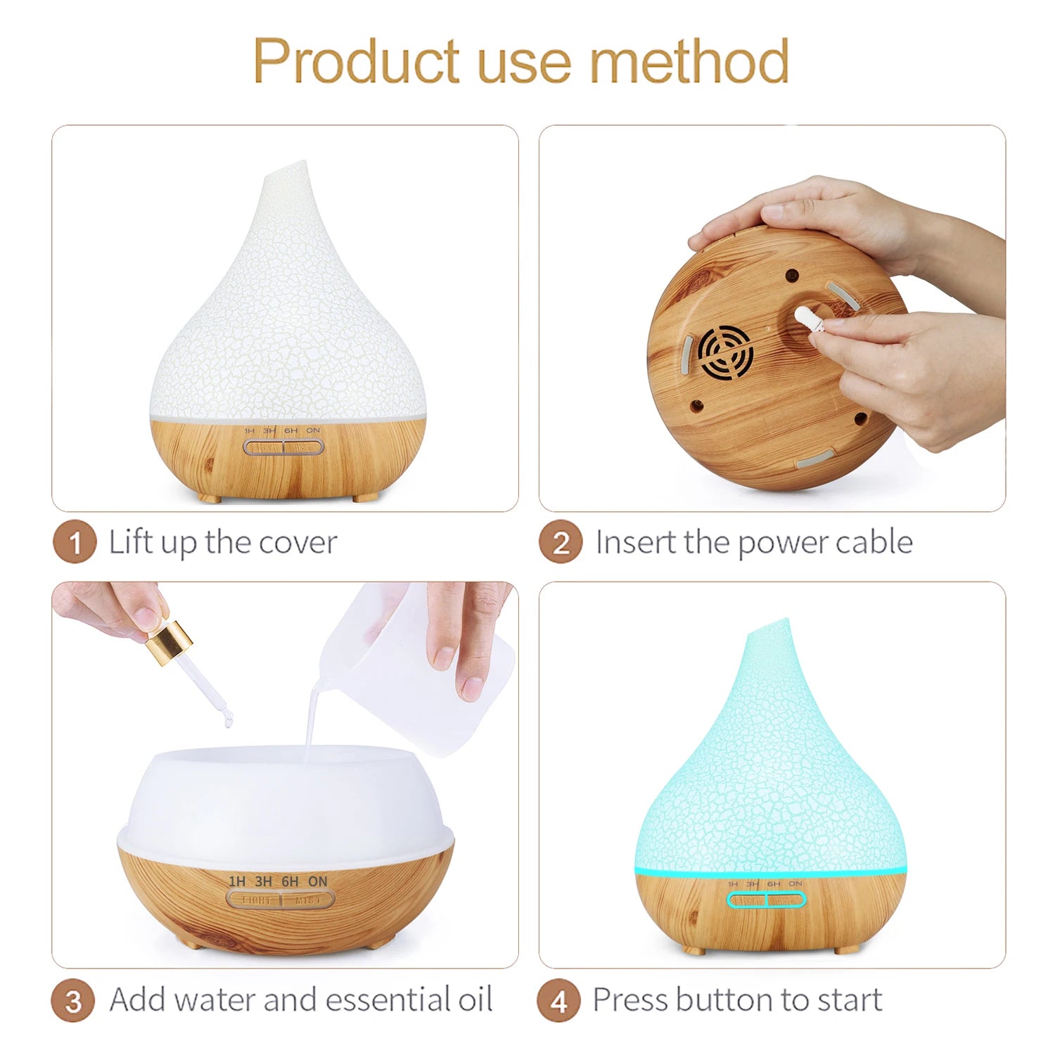 WiFi Smart 550ML Electric Aroma Diffuser Essential Oil Diffuser Air Humidifier Ultrasonic Remote Control Mist Maker Home