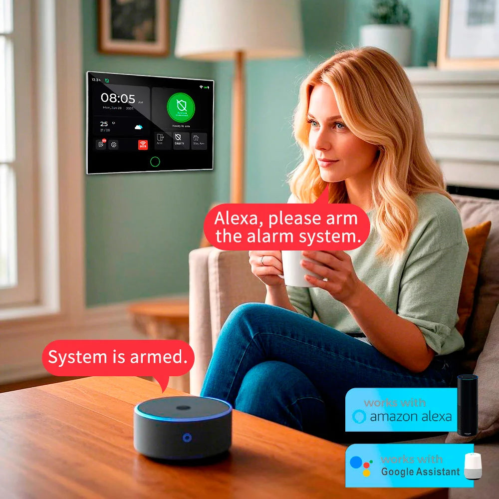 KERUI 4G/WiFi GSM Home Alarm with 7-inch IPS Large Touch Screen Panel Works with Tuya Wireless Security Alarm System Burglar