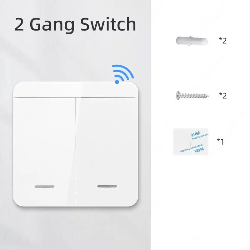 Tuya Smart Home Wifi RF433 Mhz Switch 1/2/3gang Button Switch Strong Signal Wiring-free Remote Control  Works with Alexa Google