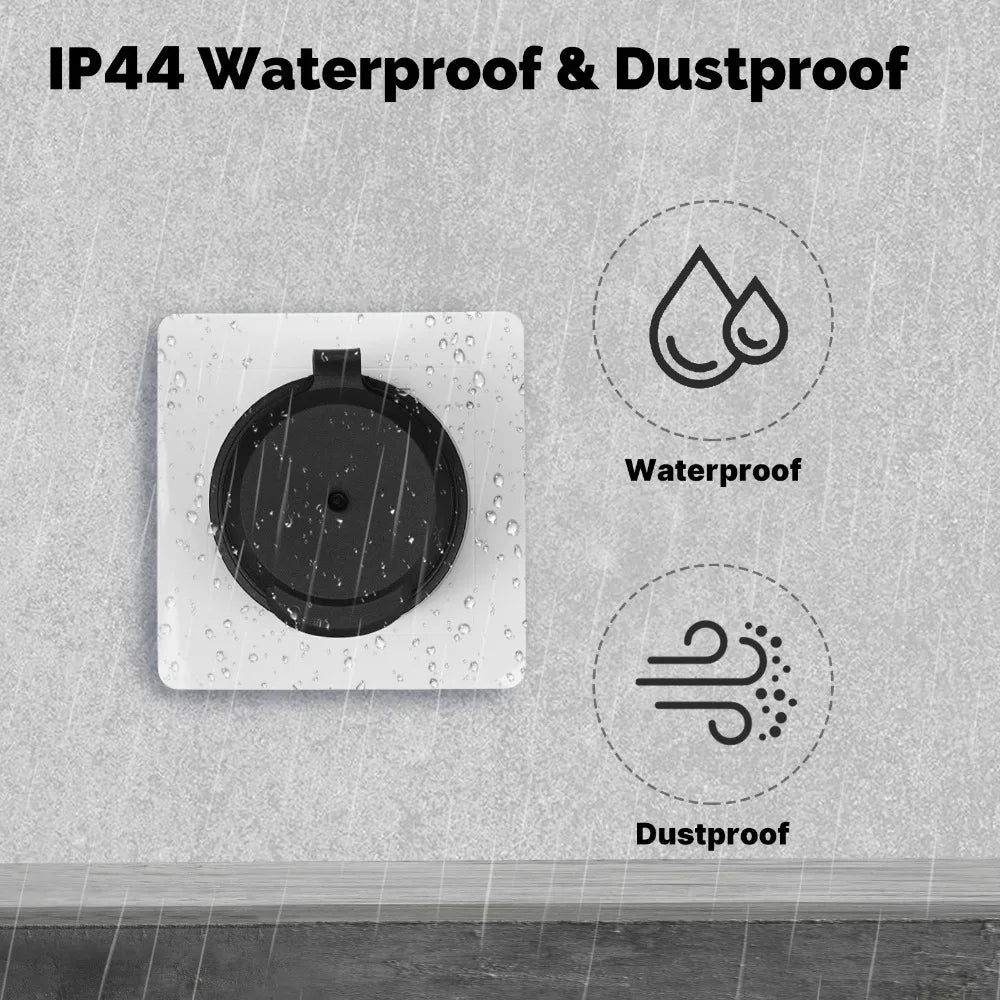 Tuya WiFi Smart Plug 16A EU Socket, Outdoor Waterproof Smart Outlet with Energy Monitor, Works Alexa Google Home