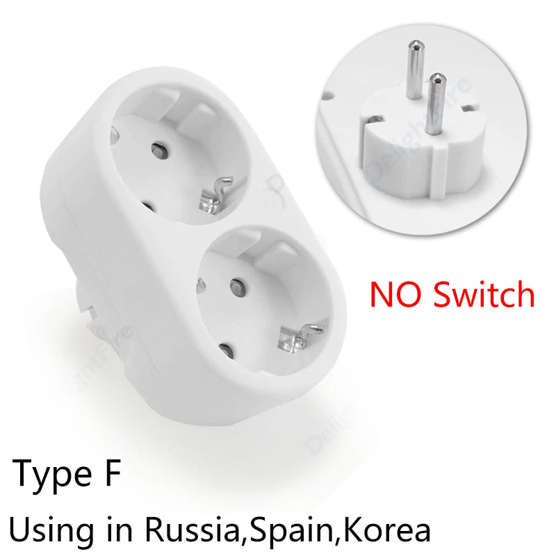 EU Extension Socket With Switch ON/OFF Electrical Plug European Standard Russia Spain Ukraine Korea Power Converter Plug Adapter