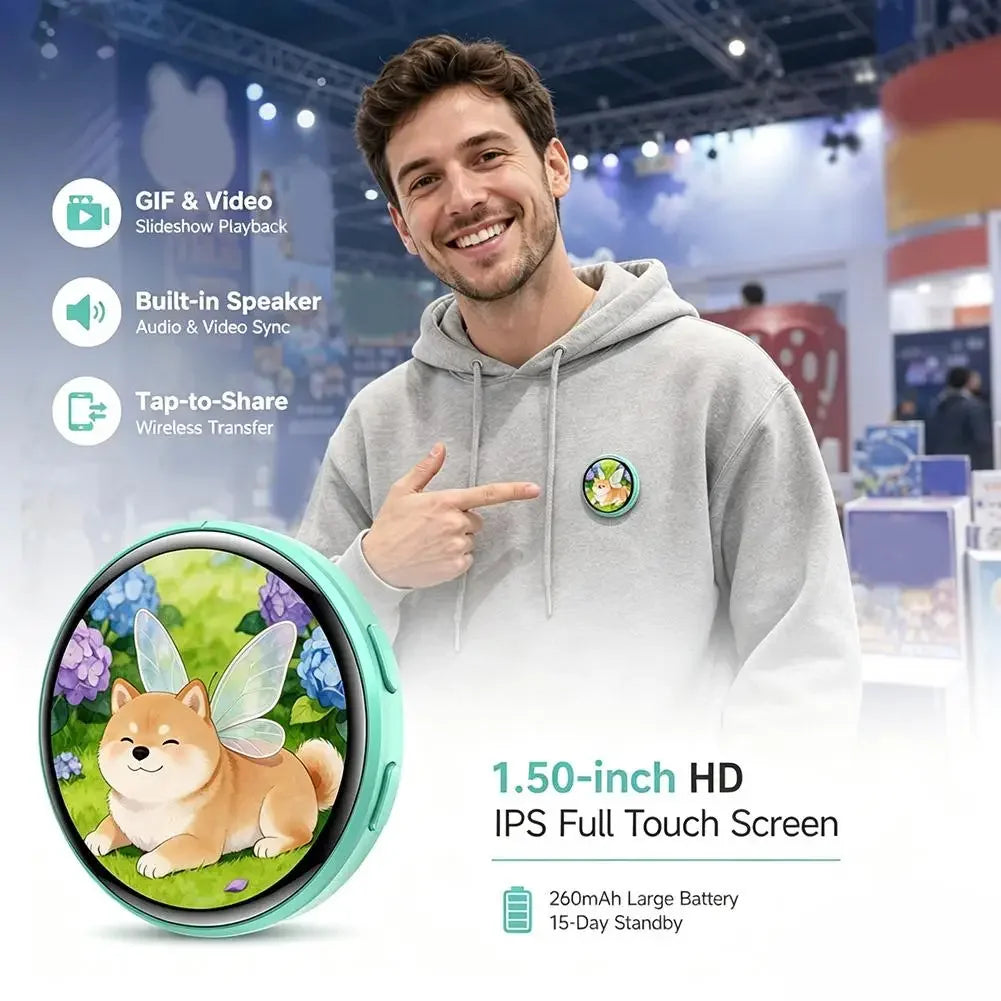 For Ebadge 1.50 Inch Electronic Bar Full Touch Electronic Badge Trendy Play Guzi Anime Badge Fashionable And Cool Standby Mode