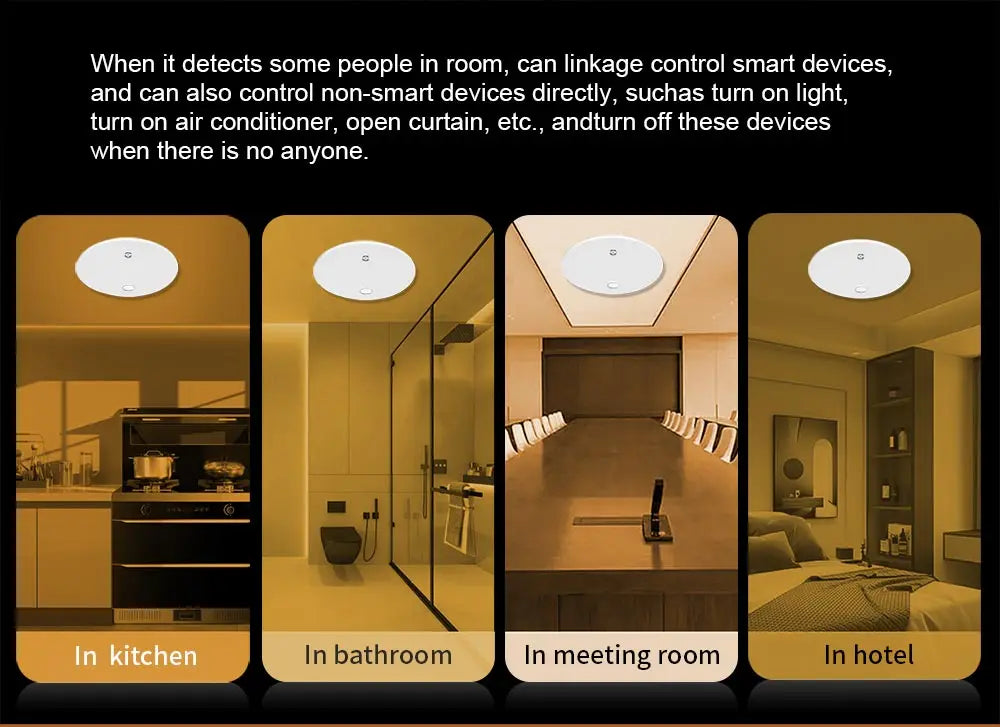 Tuya Zigbee Pir 24GHz Human Presence Sensor and Controller Millimeter Wave Smart Home Motion Sensor Luminance Smart On/Off