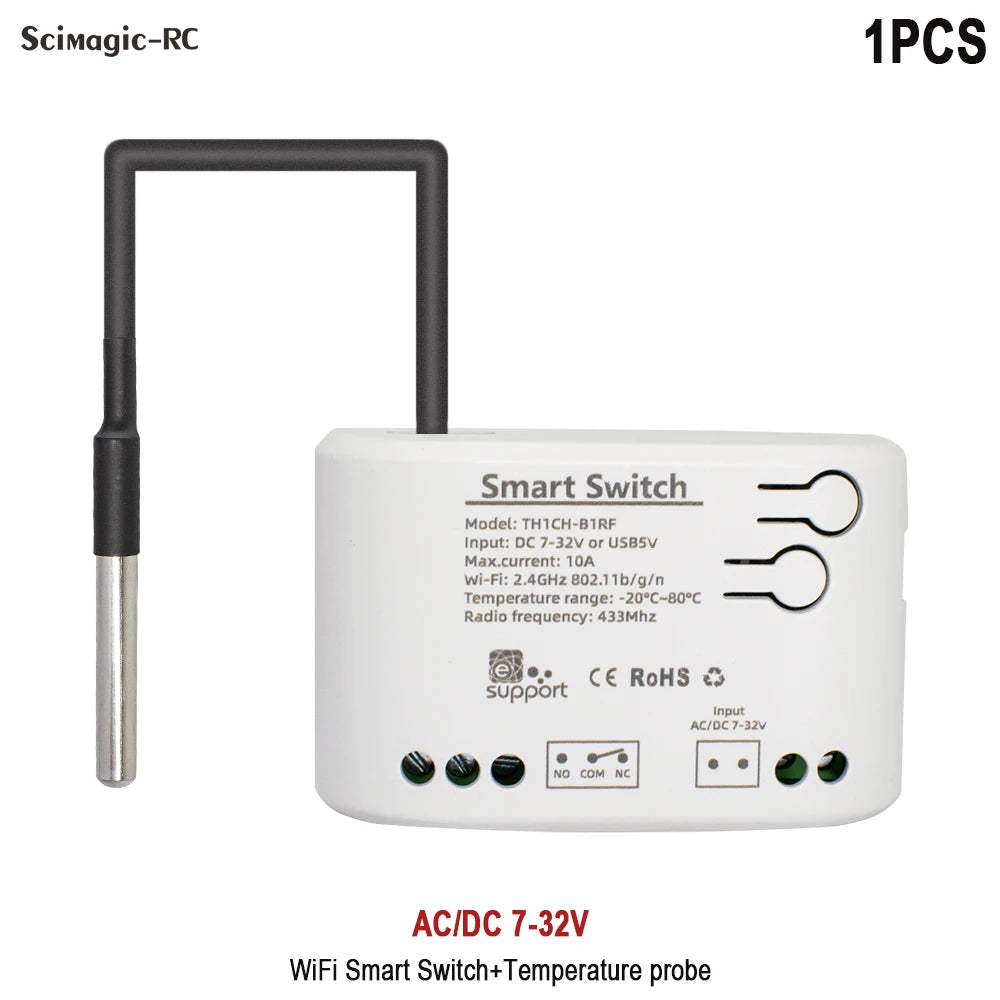 Smart Temperature Humidity Wifi Switch 10A 2000W Intelligent Monitoring Thermostat Compatible with Ewelink Alexa Google Home