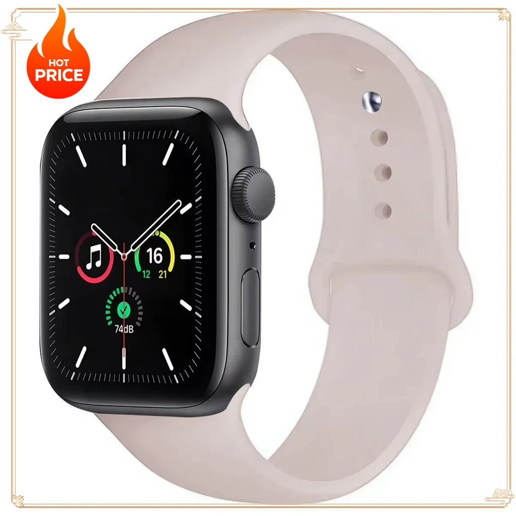 Original Silicone Strap for Apple Watch Band 38/40/41/42/44/45/46MM 49mm Bracelet for Iwatch Serie 10 9 7 4 5 6 8 SE Ultra 2 3