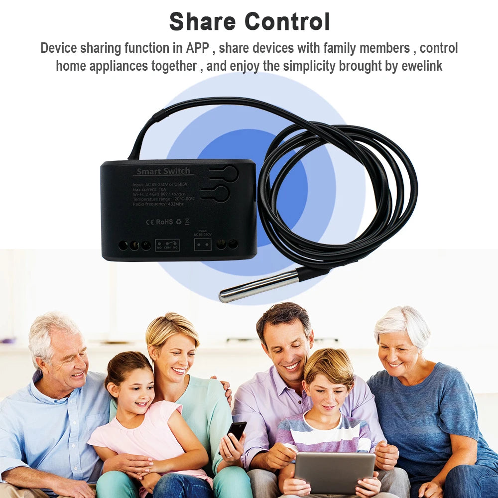 Wifi Temperature Sensor Tuya Smart Wifi Rf433 Intelligent Thermostat Switch 10A Data Monitoring Alexa Google Home Compatible