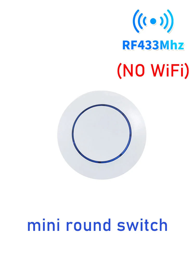 110V 220V Tuya WiFi 433Mhz 16A Wireless Relay Receiver Mini Round Panel Switch Smart Switch For Alexa Google Home Voice Control
