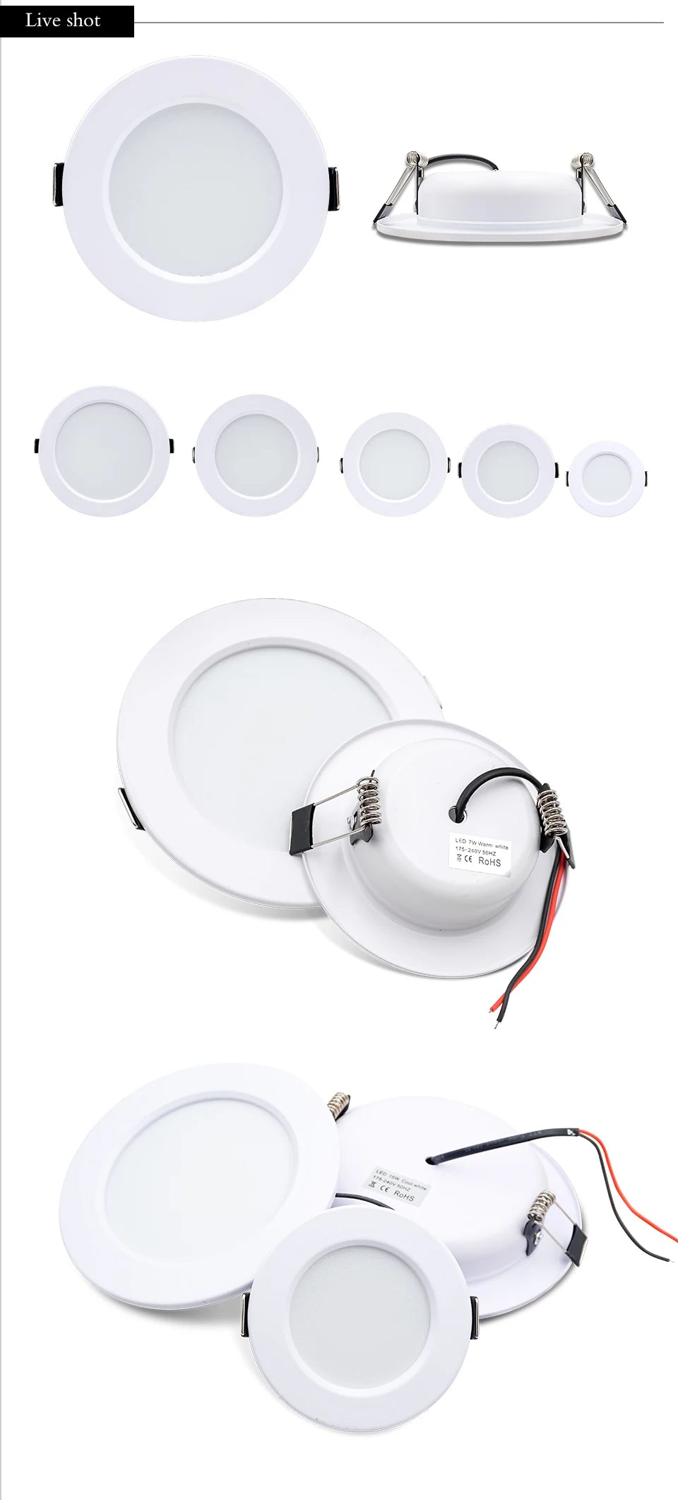 6Pcs LED Downlight AC110V 220V DC12V 24V Recessed Round Ceiling Dowm Light Indoor Bedroom for Home Decor Lighting LED Spot Lamp