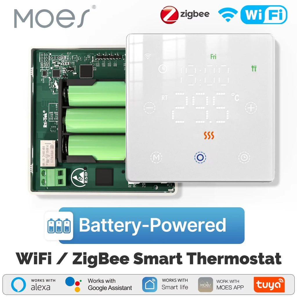 MOES Tuya WiFi/ZigBee Smart Thermostat Battery-Powered Thermoregulator Gas Boiler Temperature Controller by Alexa Google Home