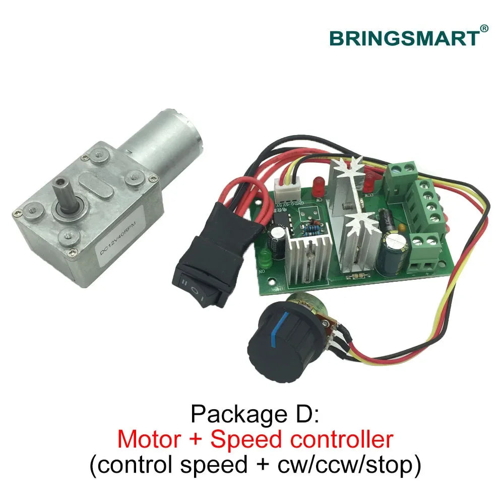 Bringsmart JGY-370 Worm Gear Motor 6v High Torque 12V DC Motor Low Speed 12 Volt Reducer Micro Self-lock Electric Motor