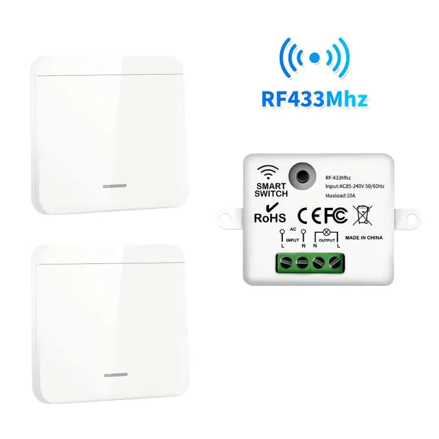 RF433Mhz Wireless Remote Control 12V ON OFF Switch Module Home Garage Door Light Switch 220V 110V 10A Breaker Wall Switch Sets