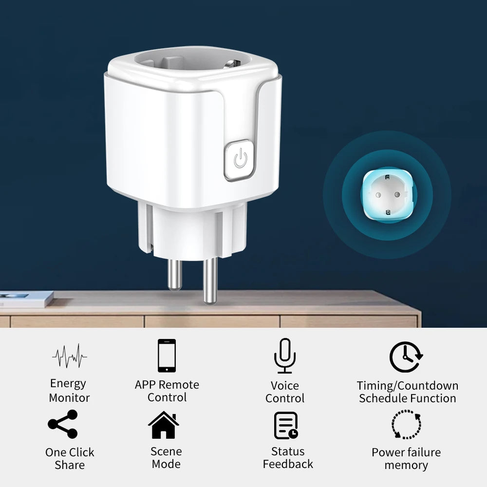 Ewelink Smart WiFi EU Plug With Power Monitoring Timing Function 16A/20A Socket Outlet Voice Works with Alexa Google Home Alice