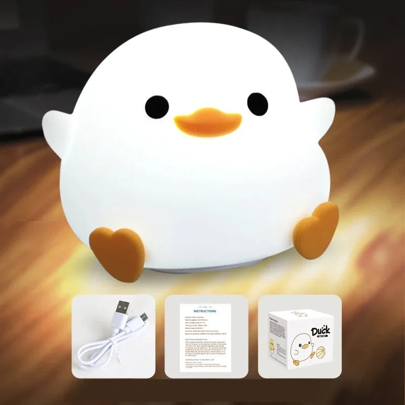 GGbingo Rechargeable Night Light LED Cartoon Animal Silicone Lamp for Kids Touch Sensor Timer USB Children's Room Dec