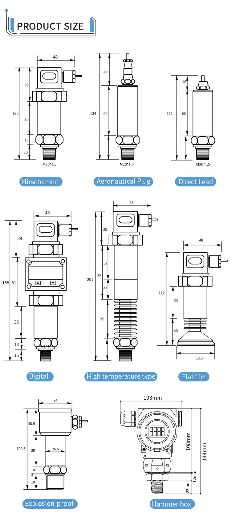 Digital Pressure Transducer 0-20Kpa 0-1Mpa 0-4Mpa Pressure Transmitter 4-20mA M20*1.5 Pressure Sensor 4-20mAPressure Transducer