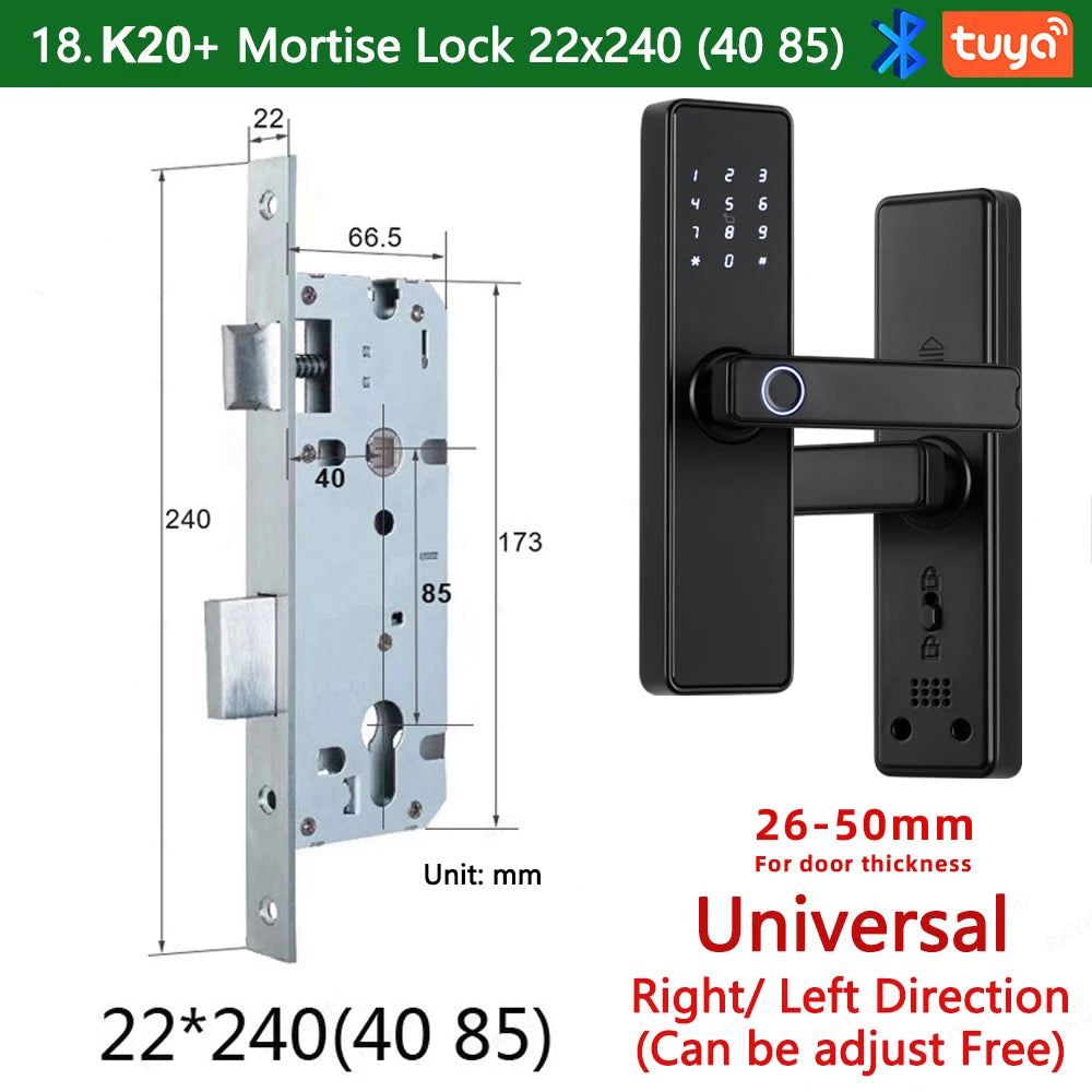 CDOK K20-Tuya Bluetooth door lock, multiple unlocking methods, suitable for office/apartment/B&B/bedroom doors