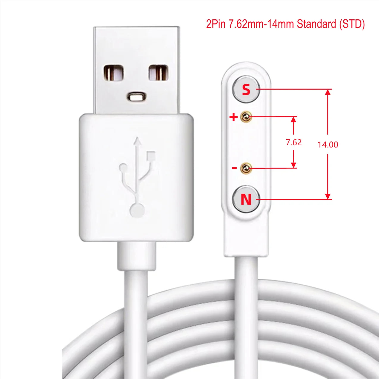 Smart Watch Magnetic Charging Cable USB Charger 2Pin 4Pin Long Power Adapter Line For Smartwatch Juicer Facial Beauty Devices