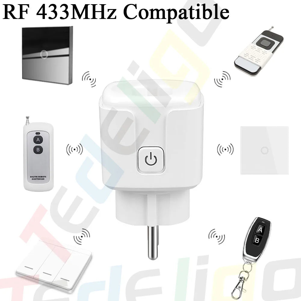 RF 220V 16A Electrical Socket 433MHz Wireless Remote Control Plug 3000W EU FR Standard,for Home LED/Light/Fan/Lamp ON OFF