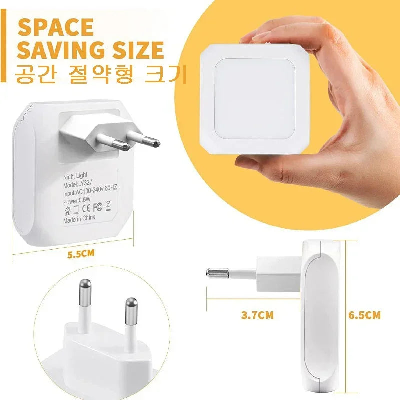 Mini LED Night Lights Plug in Light Dimmable Lamps Energy Saving Square Lamp Under Cabinet Light Kitchen Living Room Aisle WC