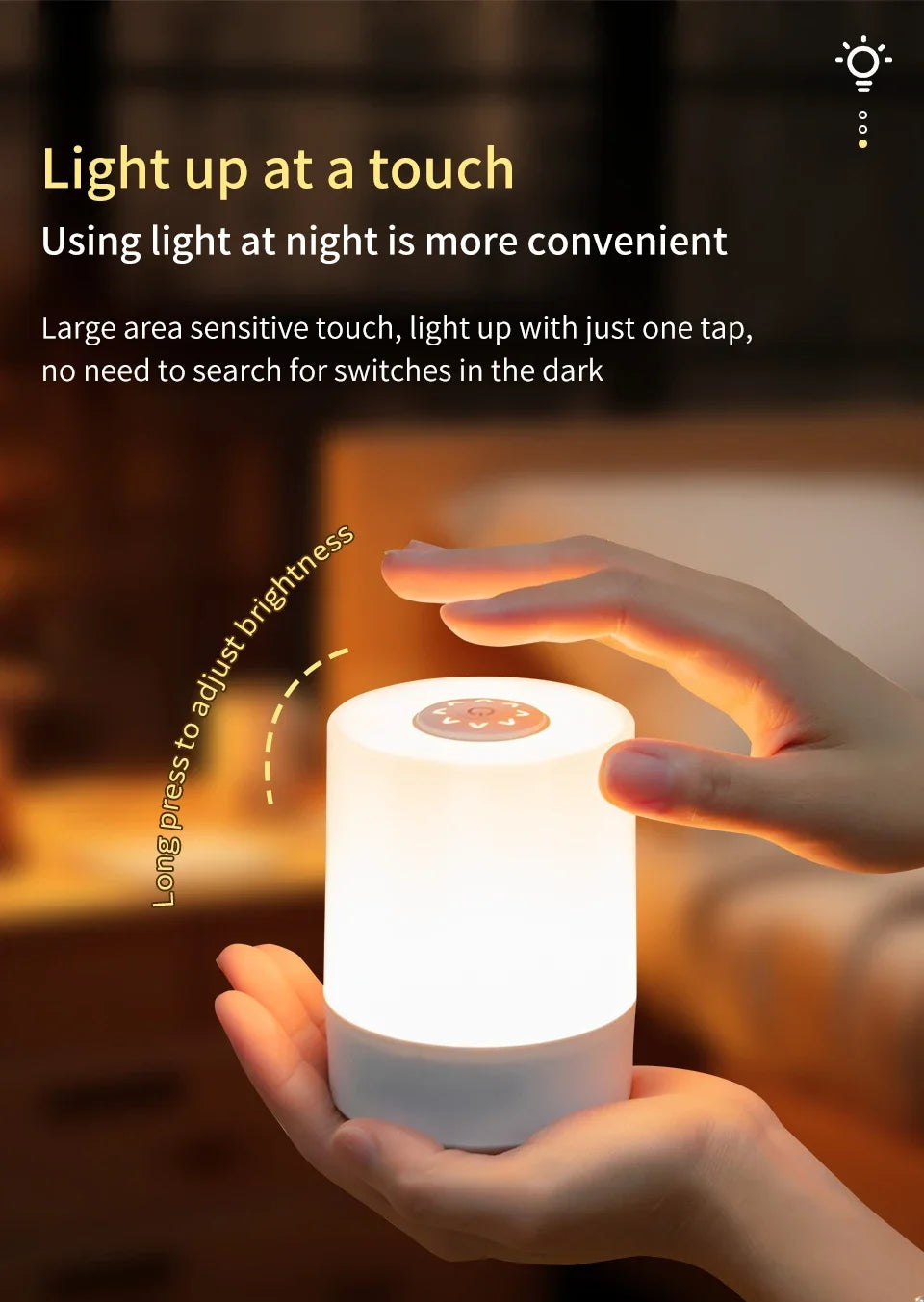 LED Touch Night Light USB Rechargeable Table Lamp With Remote Control Switch 3 Colors Dimmable Bedside Night Lamp Bedroom Decor