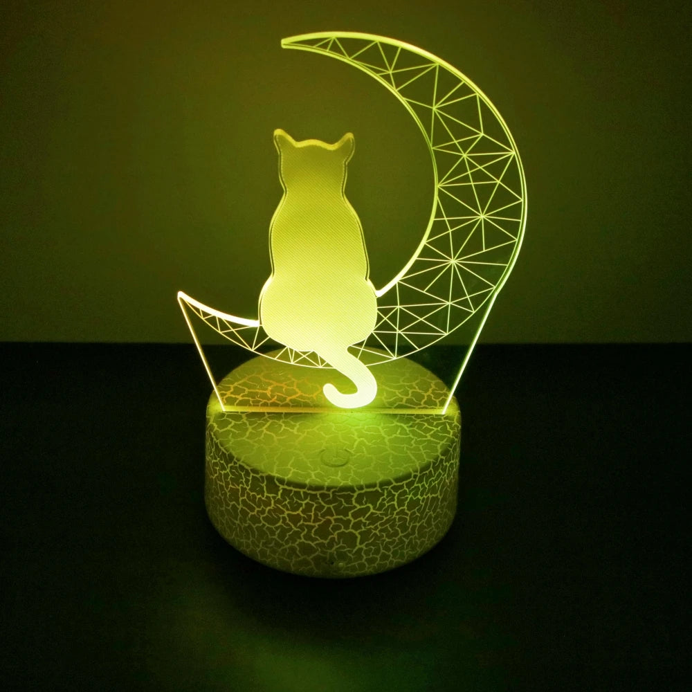 Cute Cat 3D Lamp LED Night Light Table Lamps Nightlight for Children's Lights Smart Touch Home Bedroom Desk Decor Birthday Gifts