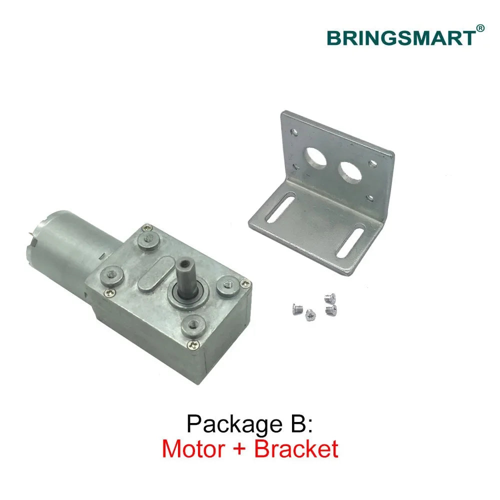 Bringsmart JGY-370 Worm Gear Motor 6v High Torque 12V DC Motor Low Speed 12 Volt Reducer Micro Self-lock Electric Motor