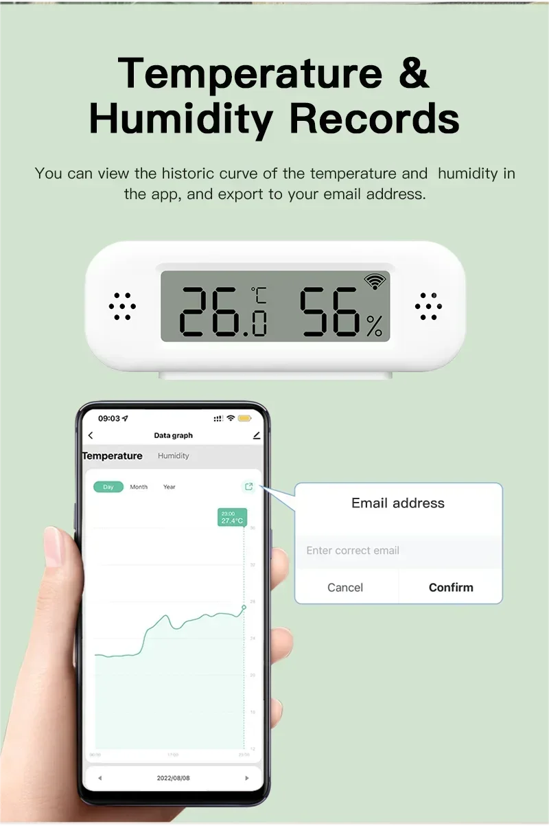 Tuya WiFi Temperature Humidity Sensor °C/°F Switchable Smart Home APP Remote Alarm Works with Alexa Google Home Yandex Alice