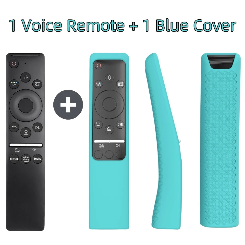 Replacement Voice Remote for All Samsung Smart Curved Frame QLED LED LCD 8K 4K TVs with Voice Function, Standing Silicone Cover
