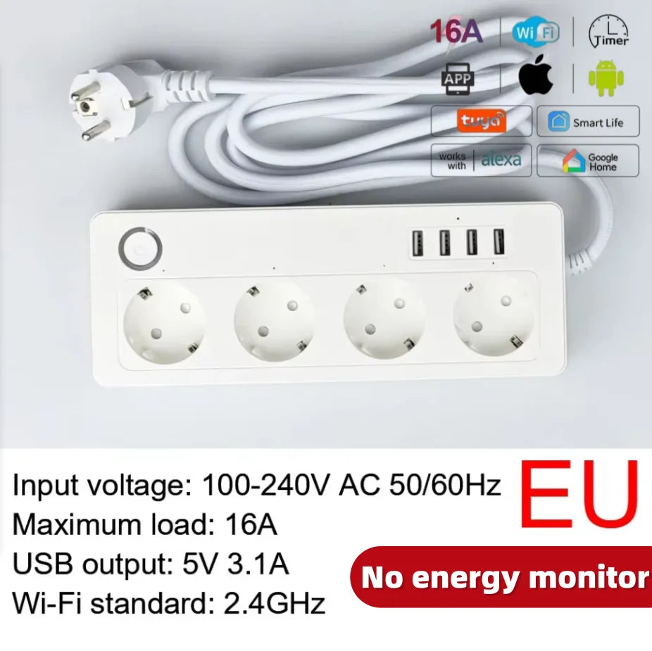 Smart socket WiFi Power Strip Multi Plug With 4 Plug 4USB Port Compatible With alexa google home Smart home Tuya Smart smartlife