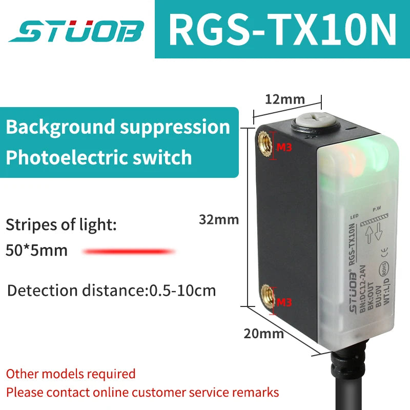 Background Suppression Infrared Photoelectric Sensor，Diffuse reflection, reflected light, lens reflection，30cm-2M，NO and NC，NPN