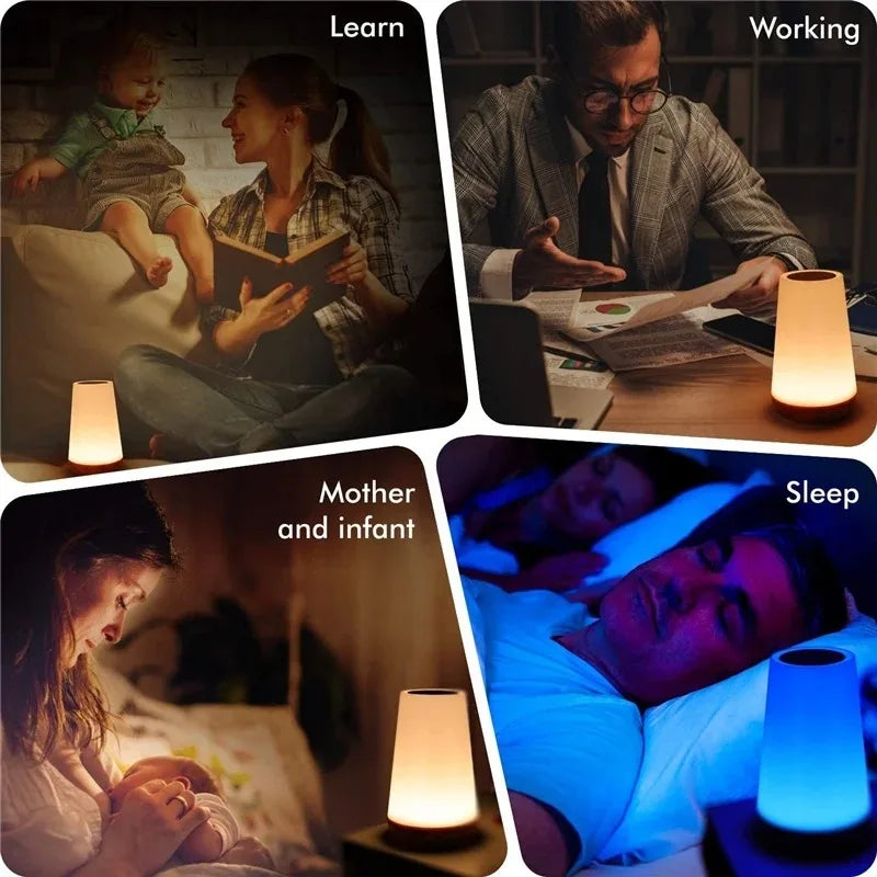 USB Touch Control LED Night Light 13 Colors Changing Dimmable Bedside Table Lamp with Remote for Bedroom Camping Reading Decor