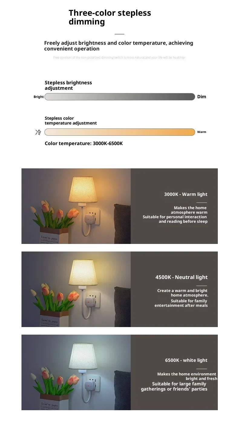 Remote Control Led Night Light Plug-in Eye Protection Sleep Soft Light Confinement Baby Feeding Wall Lamp Bedroom Bedside Lamp
