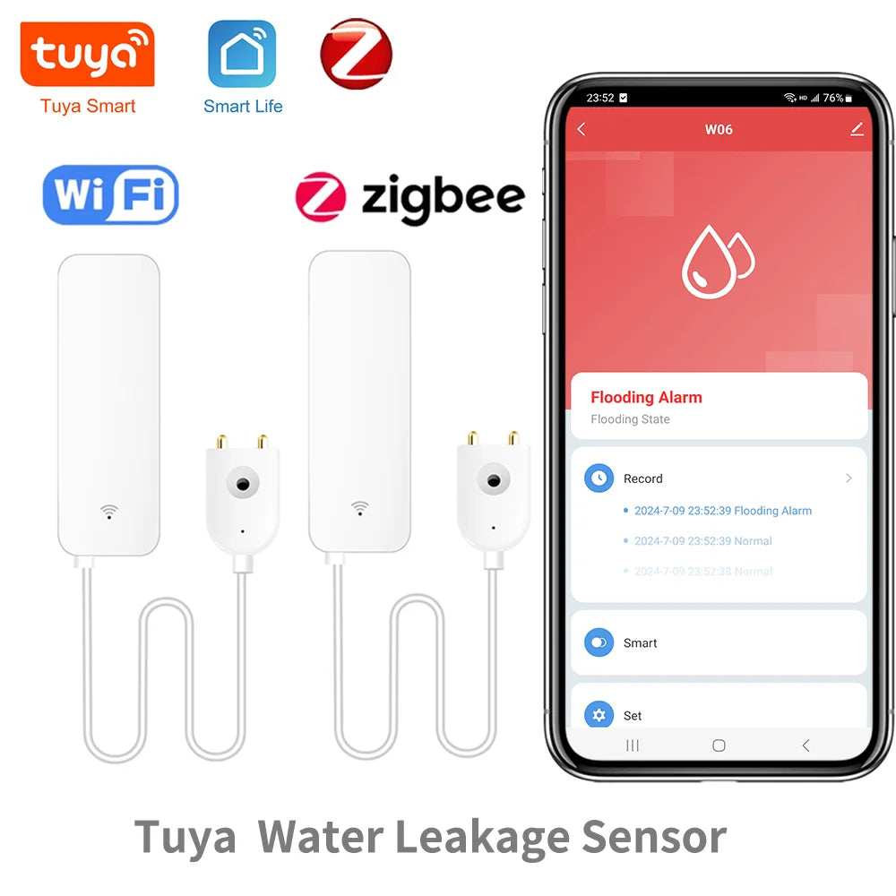 Tuya WiFi/Zigbee  Water Sensor Leakage Alarm Flood Leak Detector Smart Home APP Remote Control Smart Home Security Protection