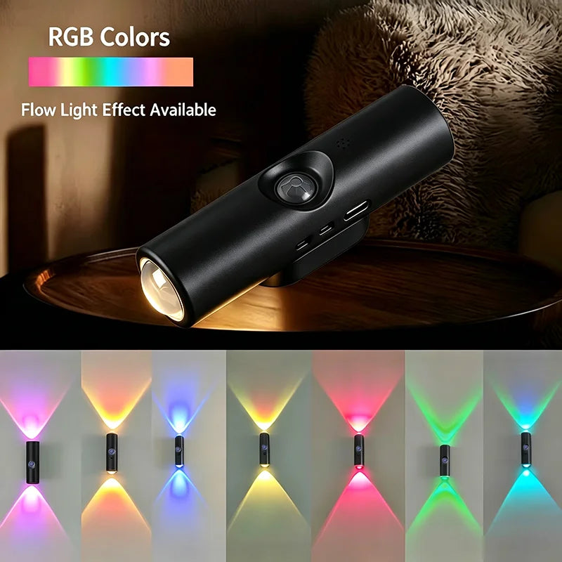 Smart RGB Gradient Night Light Magnetic Motion Sensor Rechargeable Wall Lamp for Bedroom Bathroom Closet Garden Home Decor