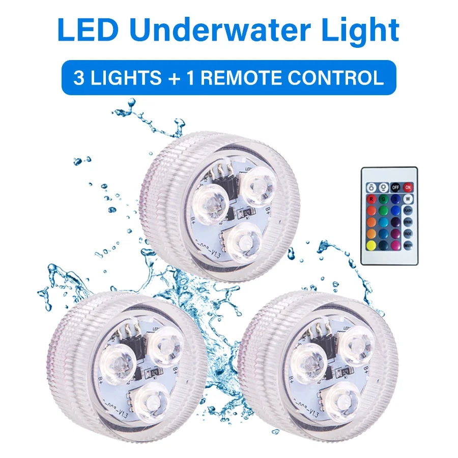 Submersible LED Night Lights Remote Control RGB Tea Underwater Light Battery Powered for Party Vase Fish Tank Room Decoration