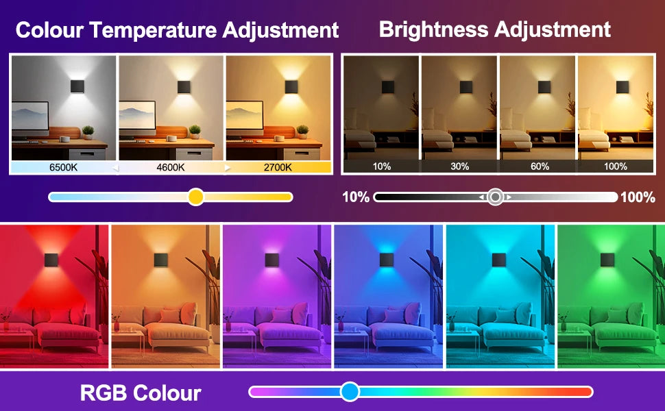 Tuya Outdoor LED Wall Lamp Smart Life APP Control Adjustable Angle RGBCCT Wall Lights,Work with Alexa Google Home