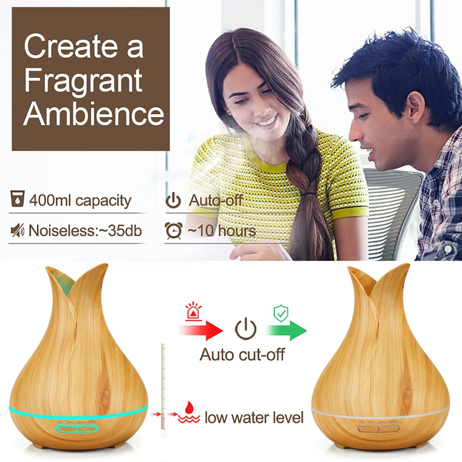 WiFi Smart 550ML Electric Aroma Diffuser Essential Oil Diffuser Air Humidifier Ultrasonic Remote Control Mist Maker Home