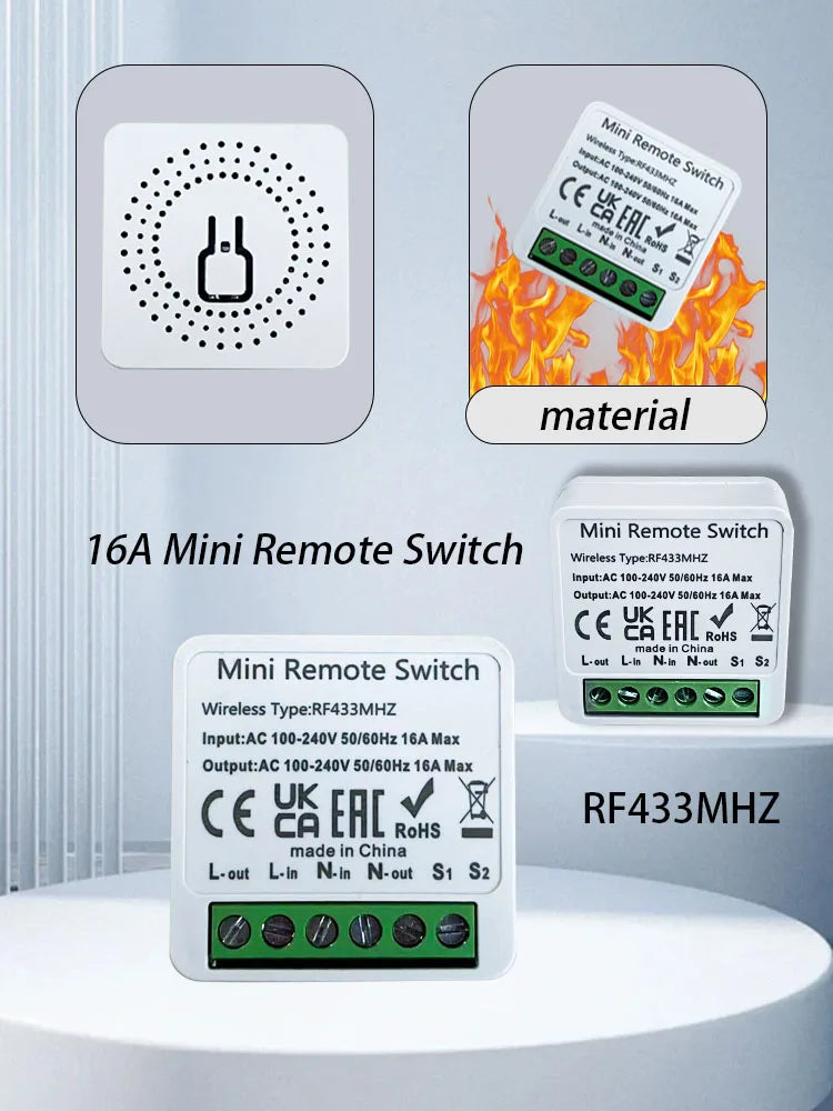 Wireless Smart Switch Light 433MHz 1/2/3Gang 86 Wall Panel Switch with Remote Control Mini Relay Receiver for Home Led Light