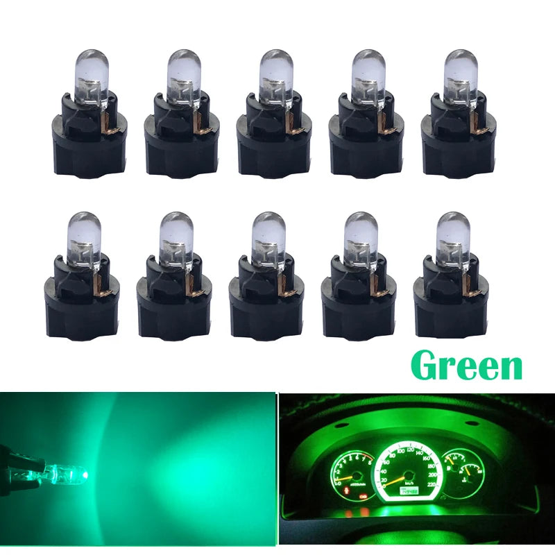 10pcs T5 PC74 B8.5 Led W3W Car Interior Light Dashboard Warming Indicator COB Chip Canbus Auto Instrument Light Wedge Gauge Bulb