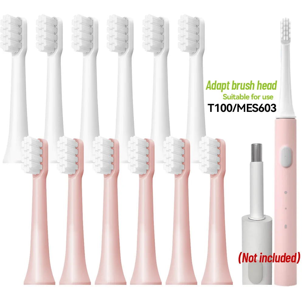 6/12Pcs Replacement Brush Heads For  MIJIA T100 Mes603 Electric Toothbrush Vacuum DuPont Soft Bristle Suitable Nozzles